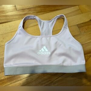 adidas Light Pink Racerback Sports Bra with Gray Band